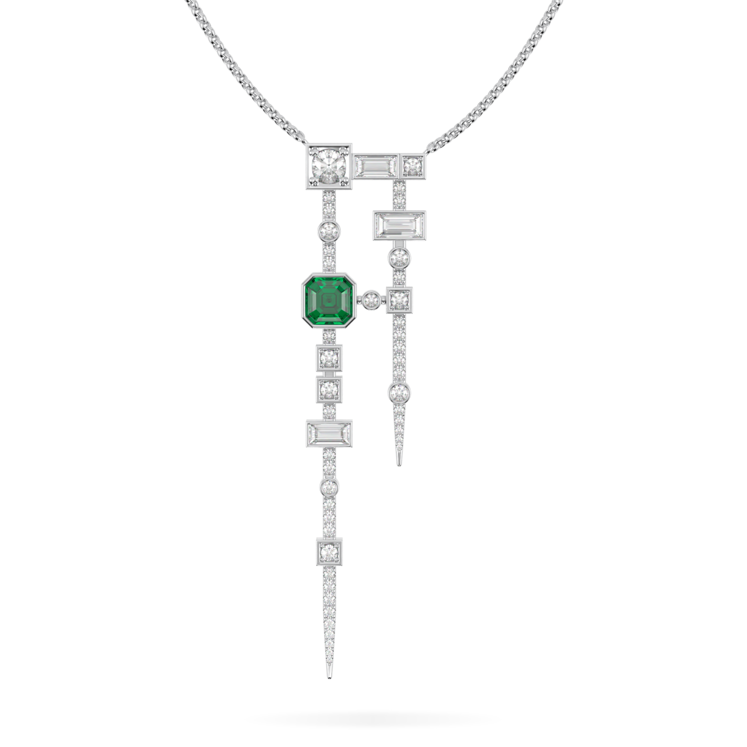 Binary Emerald and Diamond Pendant