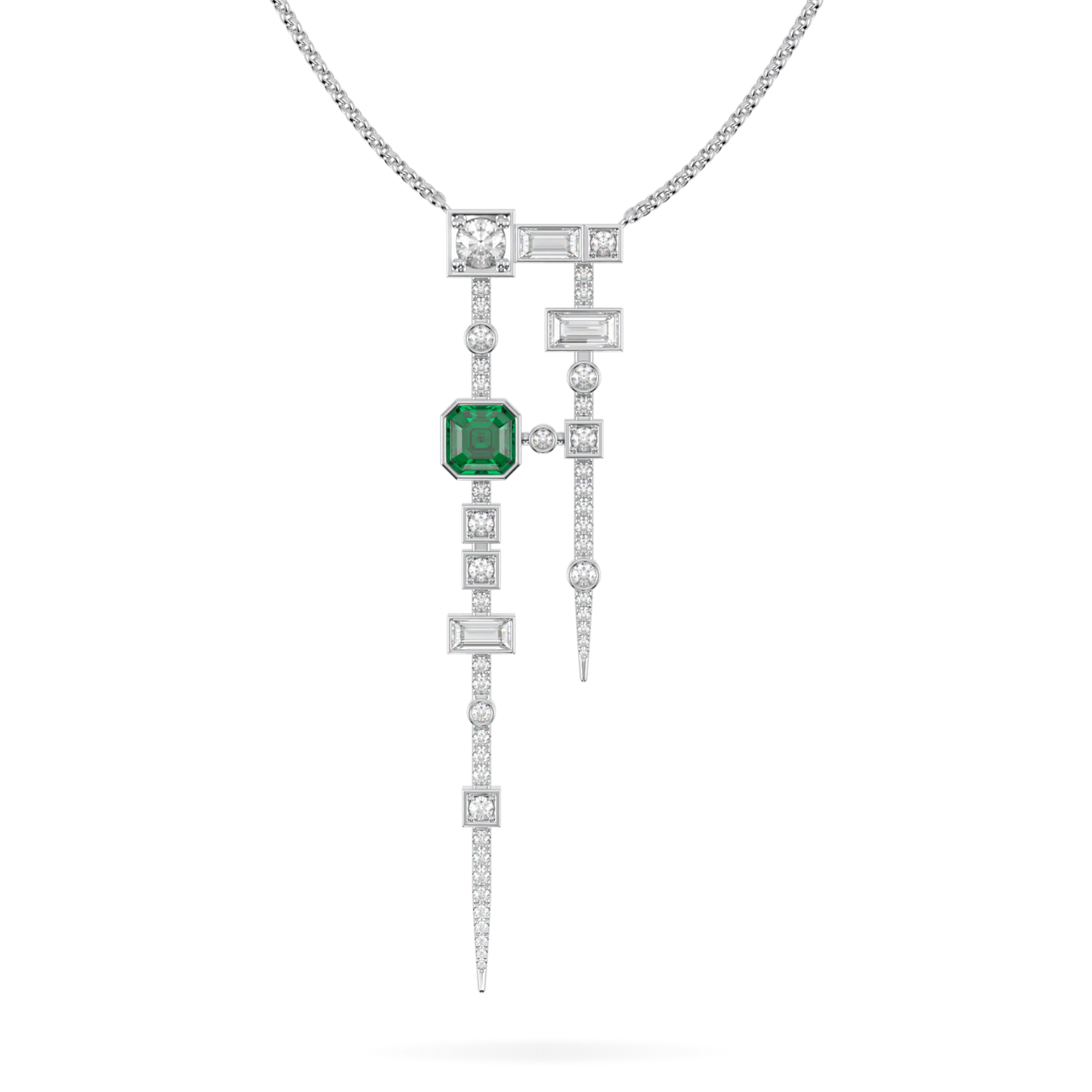 Binary Emerald and Diamond Pendant