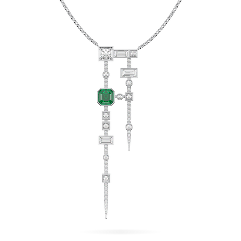 Binary Emerald and Diamond Pendant