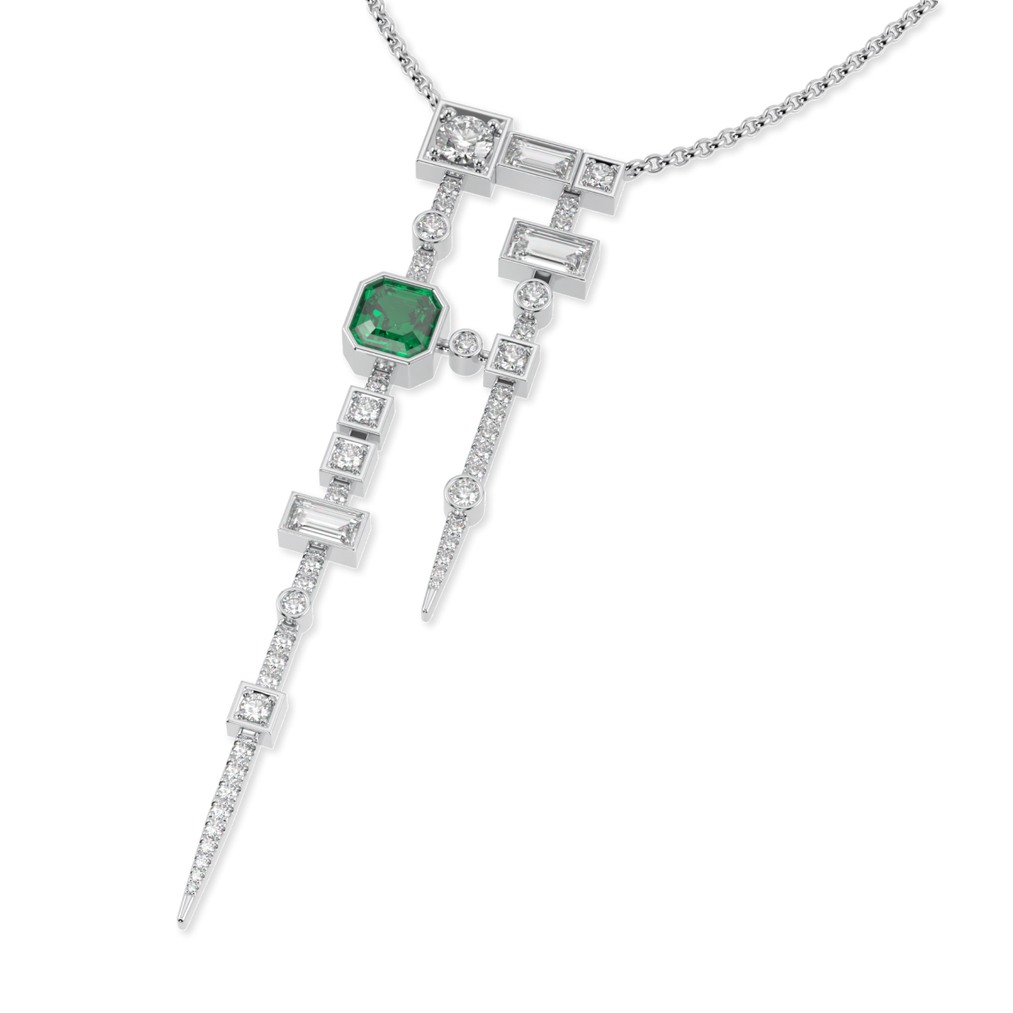 Binary Emerald and Diamond Pendant