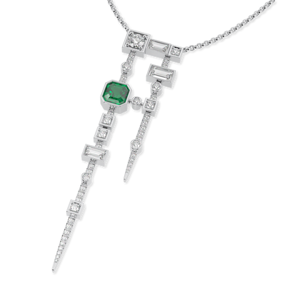 Binary Emerald and Diamond Pendant