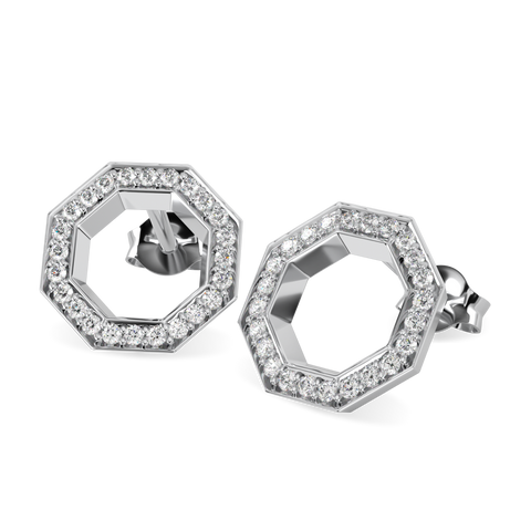 Brilliance 40 Platinum Diamond Octagonal Empty Halo Earrings