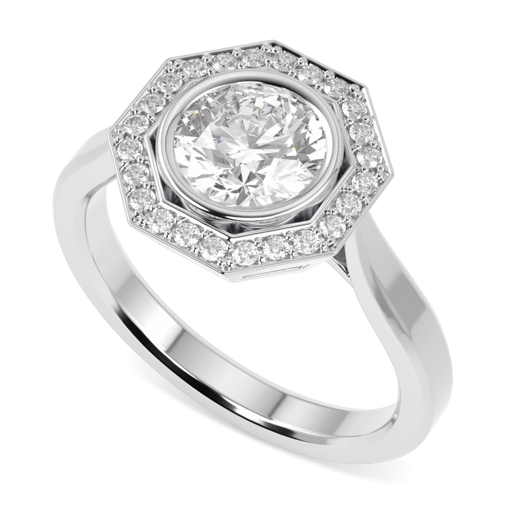 Brilliance 40 Platinum Diamond Octagonal Halo Ring