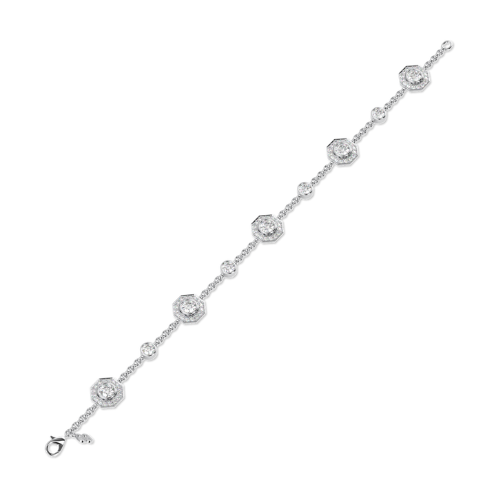 Brilliance 40 Small White Gold Diamond Octagonal Halo Bracelet