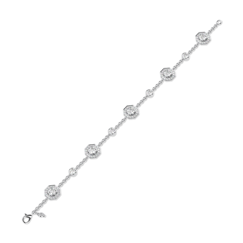 Brilliance 40 Small White Gold Diamond Octagonal Halo Bracelet