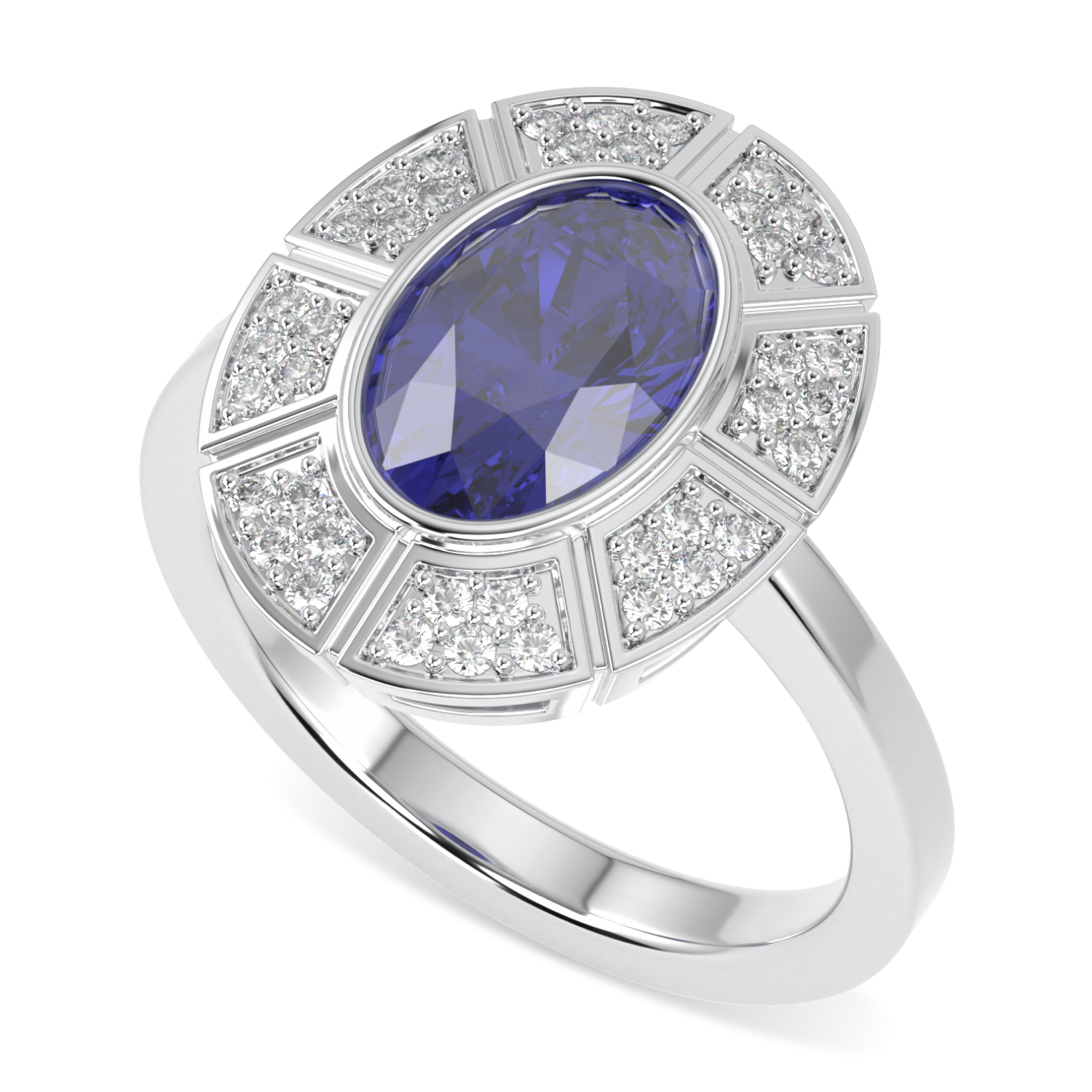 Cipher Sapphire Diamond Halo Ring