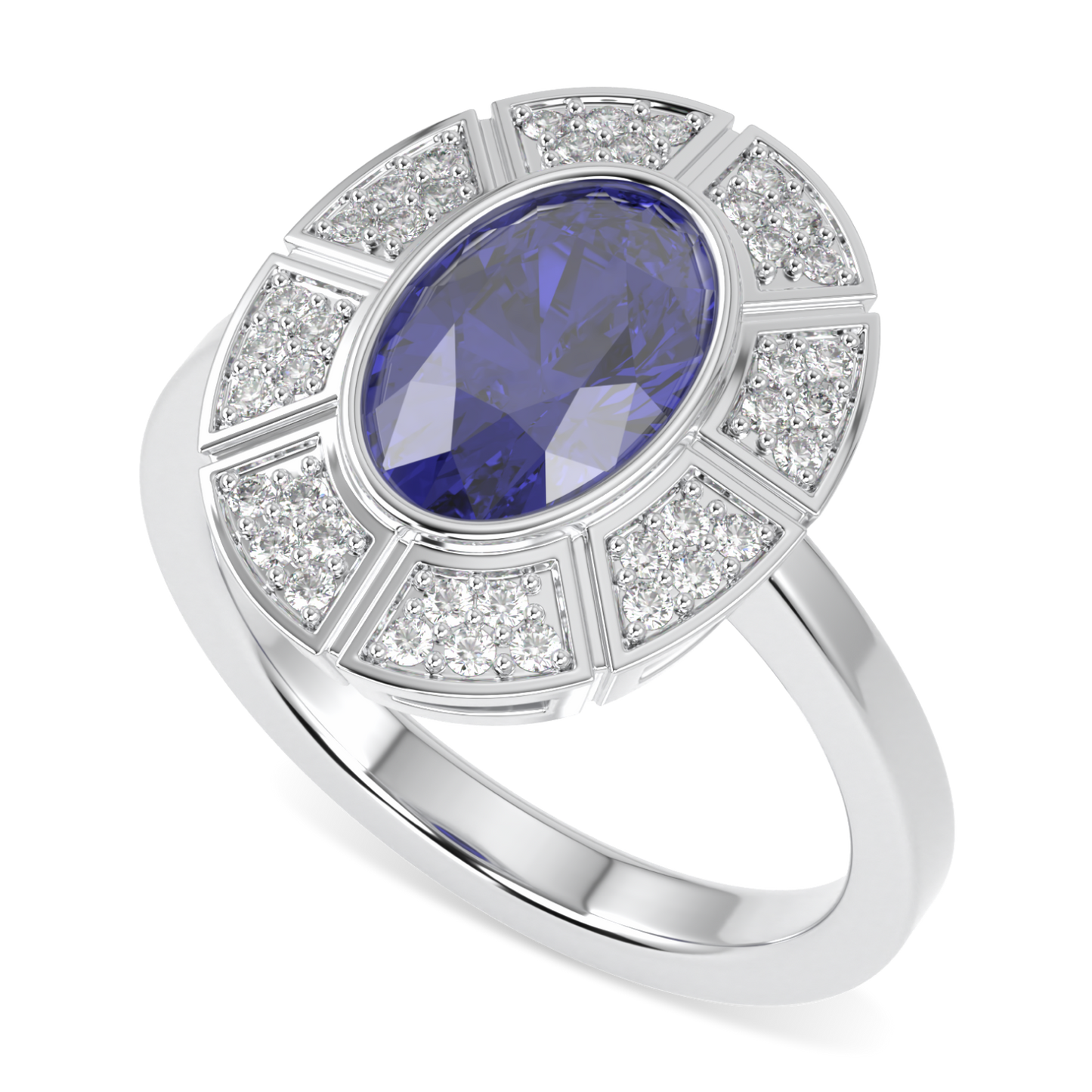 Cipher Sapphire Diamond Halo Ring