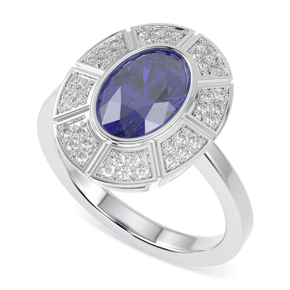 Cipher Sapphire Diamond Halo Ring