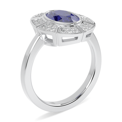 Cipher Sapphire Diamond Halo Ring