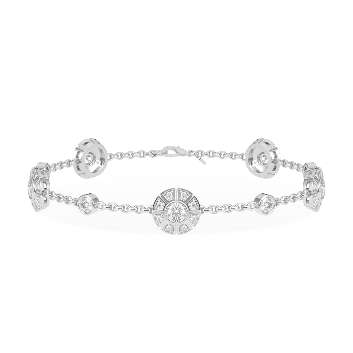 Cipher Small White Gold Diamond Geometric Halo Bracelet