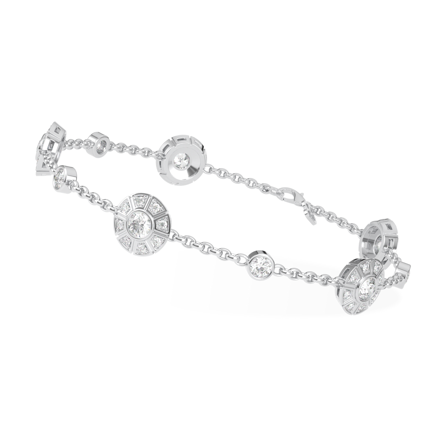 Cipher Small White Gold Diamond Geometric Halo Bracelet