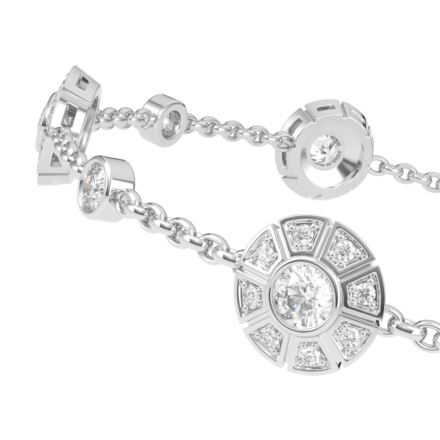 Cipher Small White Gold Diamond Geometric Halo Bracelet