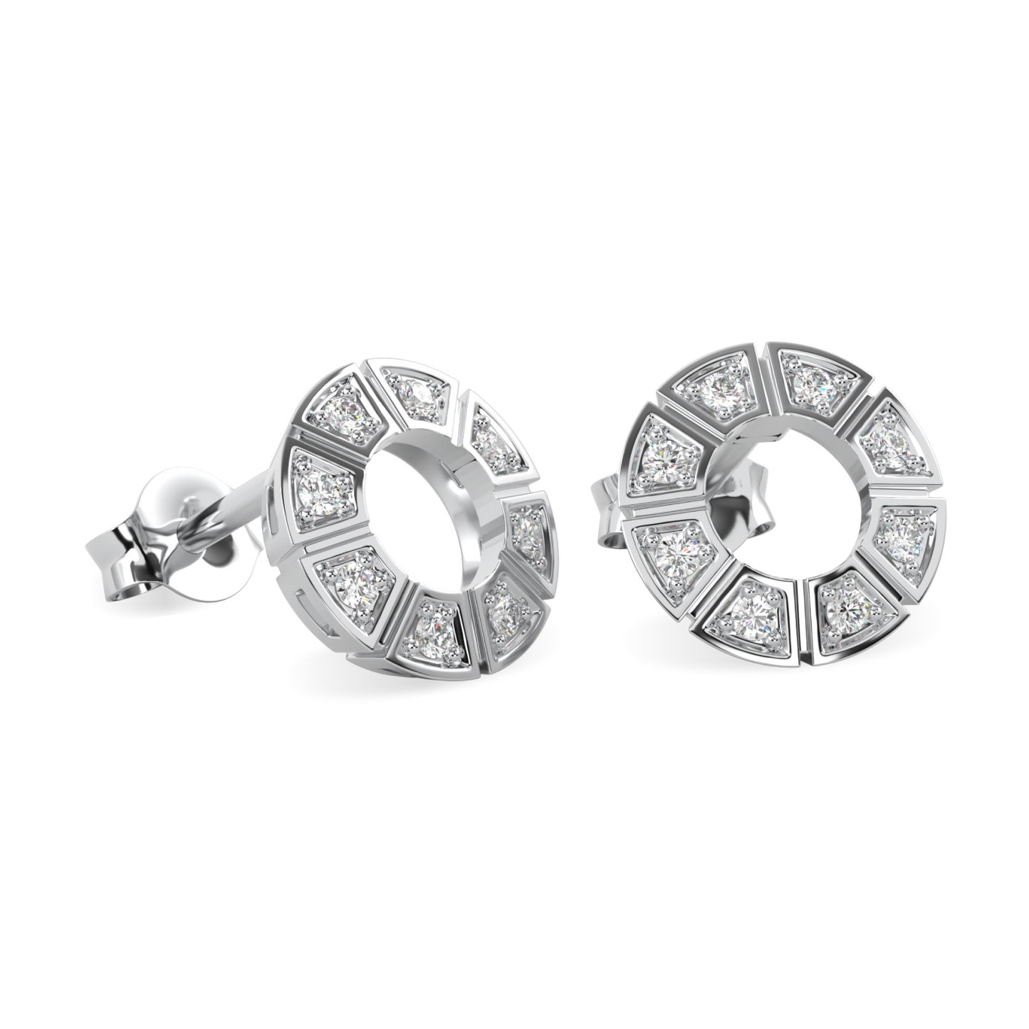 Cipher White Gold Diamond Geometric Empty Halo Earrings