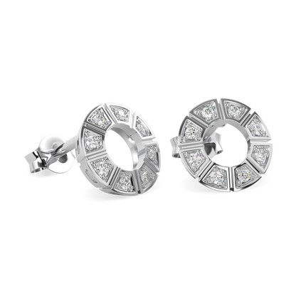 Cipher White Gold Diamond Geometric Empty Halo Earrings