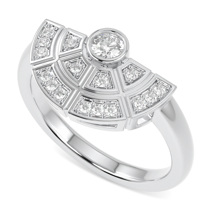 Cipher White Gold Diamond Geometric Half Halo Ring