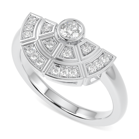 Cipher White Gold Diamond Geometric Half Halo Ring