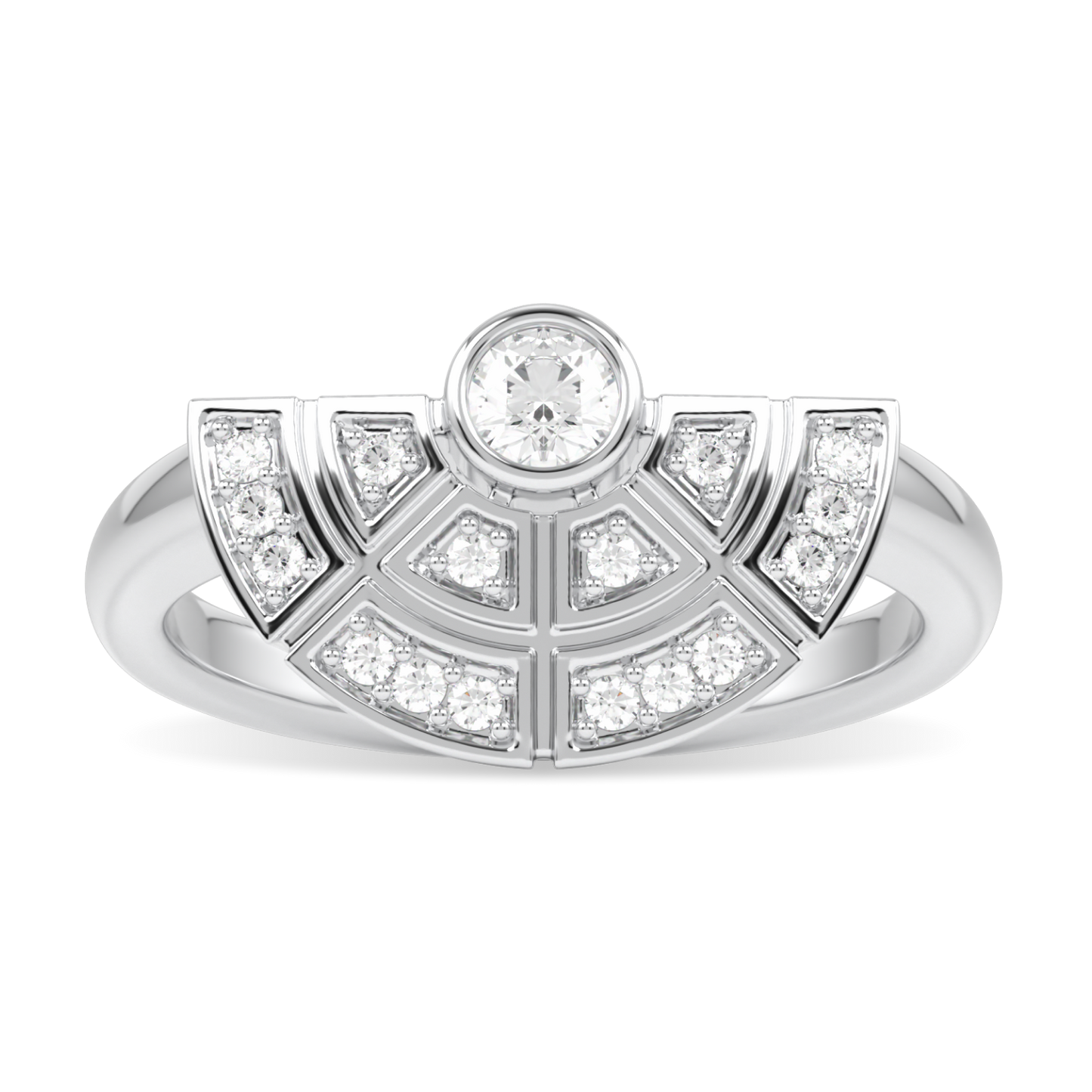 Cipher White Gold Diamond Geometric Half Halo Ring