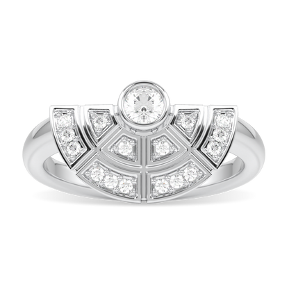 Cipher White Gold Diamond Geometric Half Halo Ring