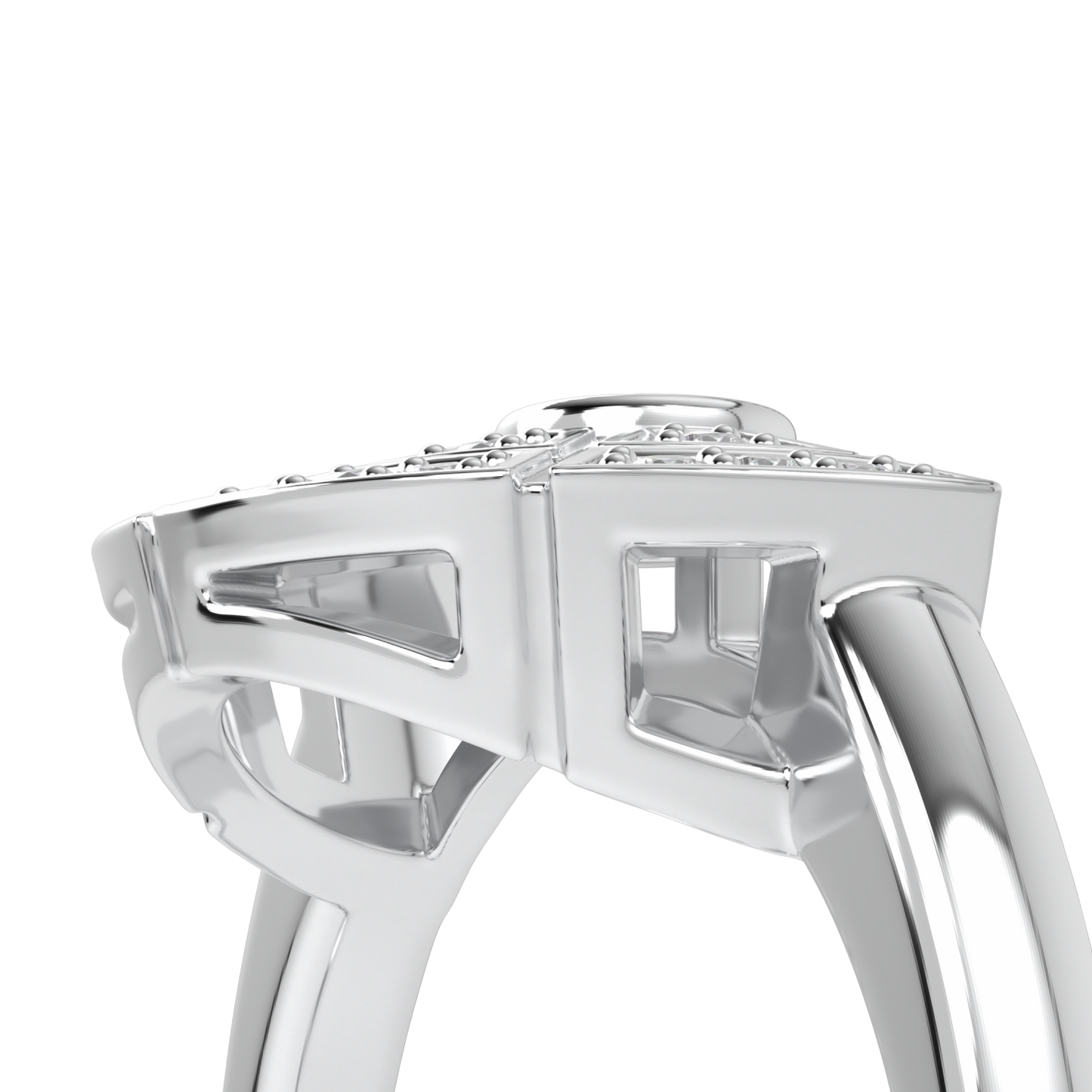 Cipher White Gold Diamond Geometric Half Halo Ring