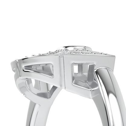 Cipher White Gold Diamond Geometric Half Halo Ring