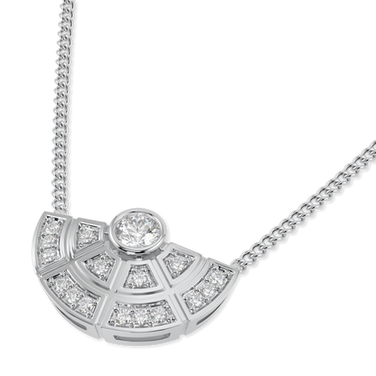 Cipher White Gold Diamond Geometric Half Halo Solitaire Pendant