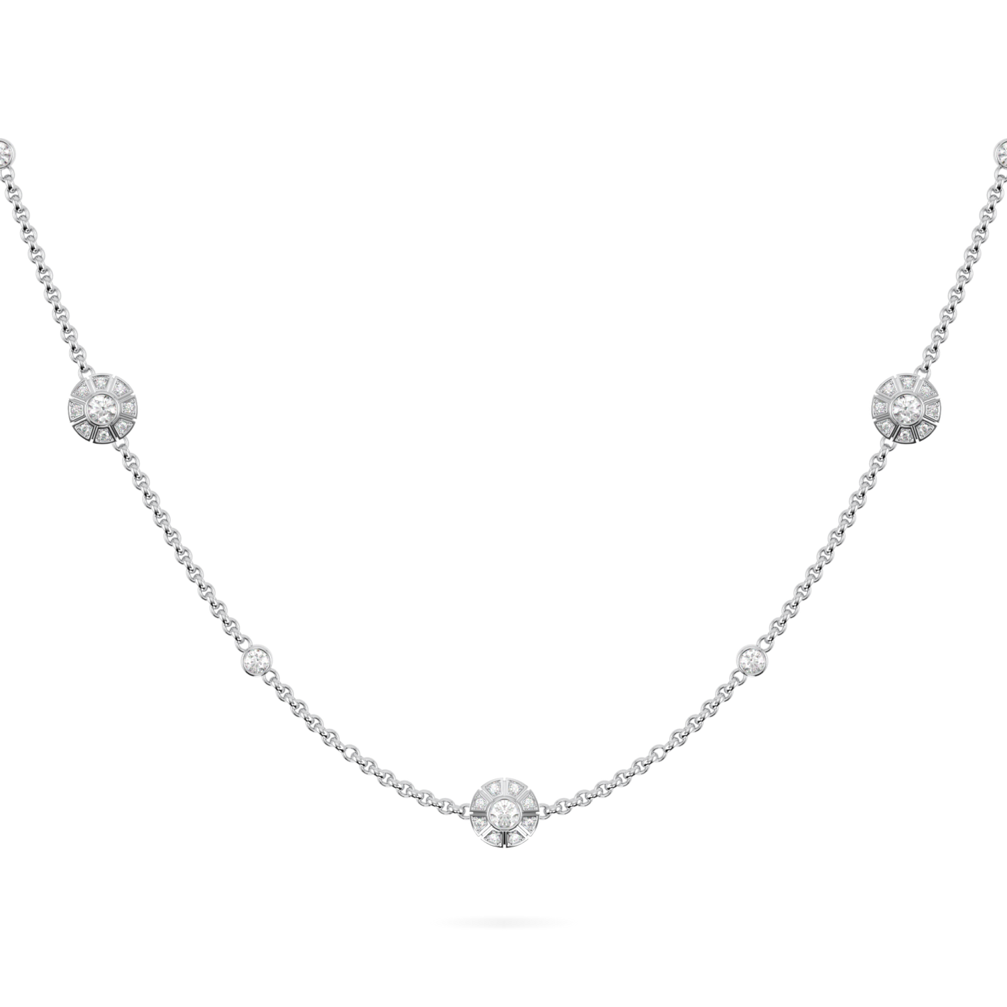 Cipher White Gold Diamond Geometric Halo Chain