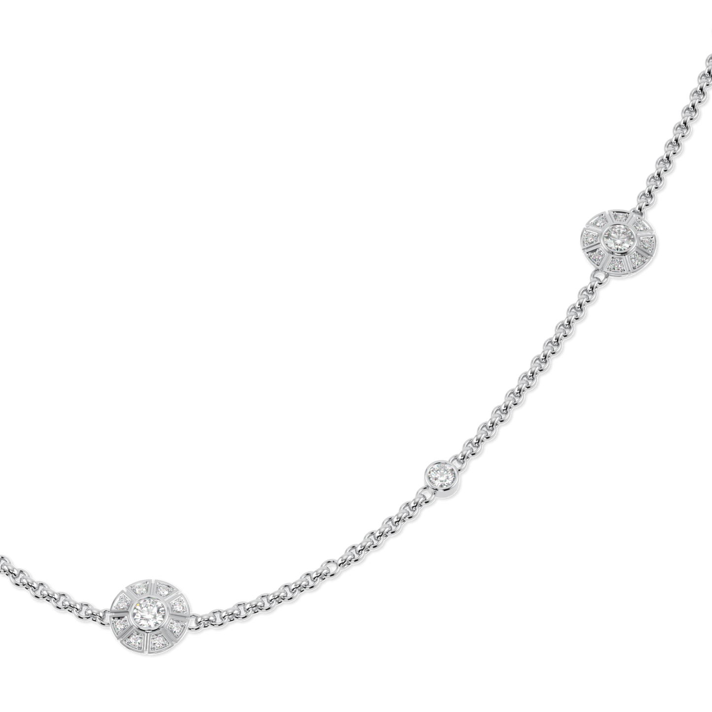 Cipher White Gold Diamond Geometric Halo Chain