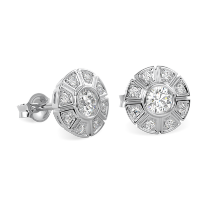 Cipher White Gold Diamond Geometric Halo Earrings