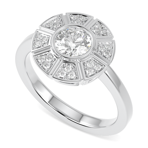 Cipher White Gold Diamond Geometric Halo Ring