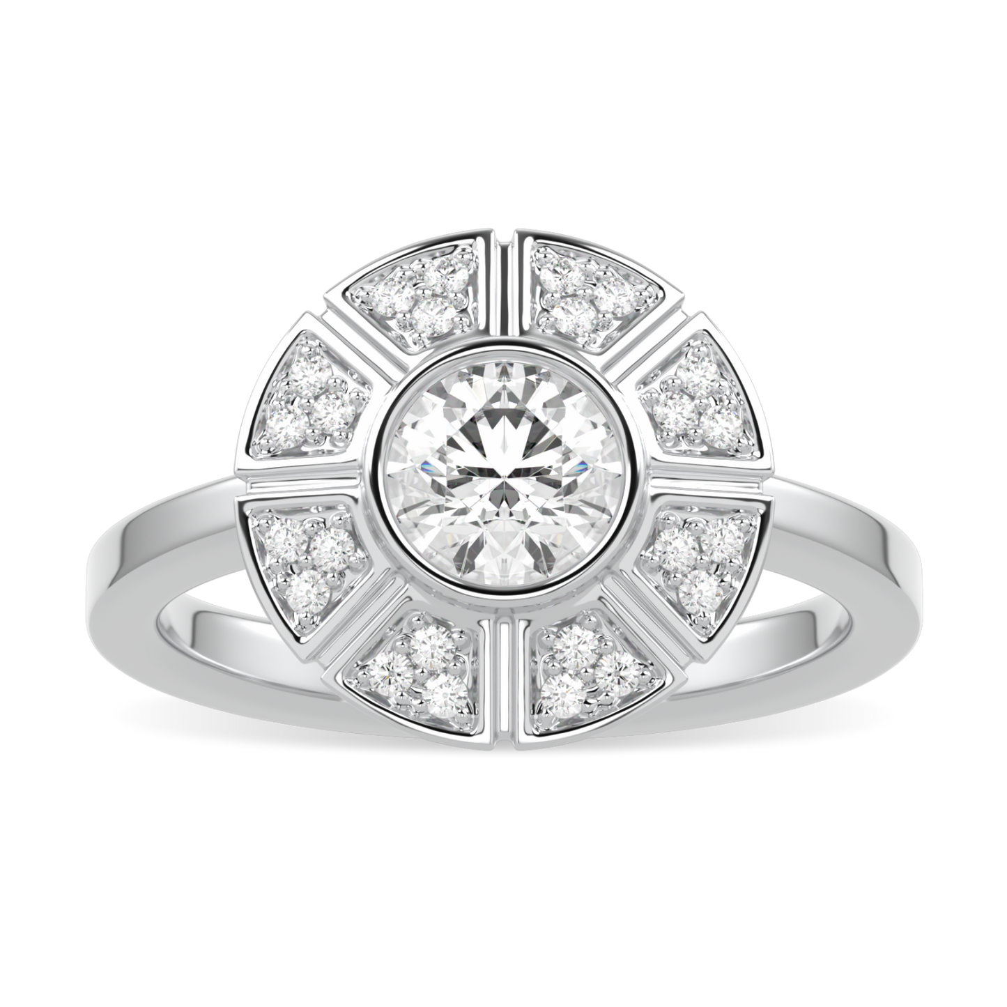 Cipher White Gold Diamond Geometric Halo Ring