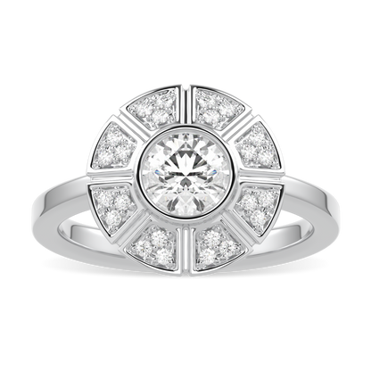 Cipher White Gold Diamond Geometric Halo Ring