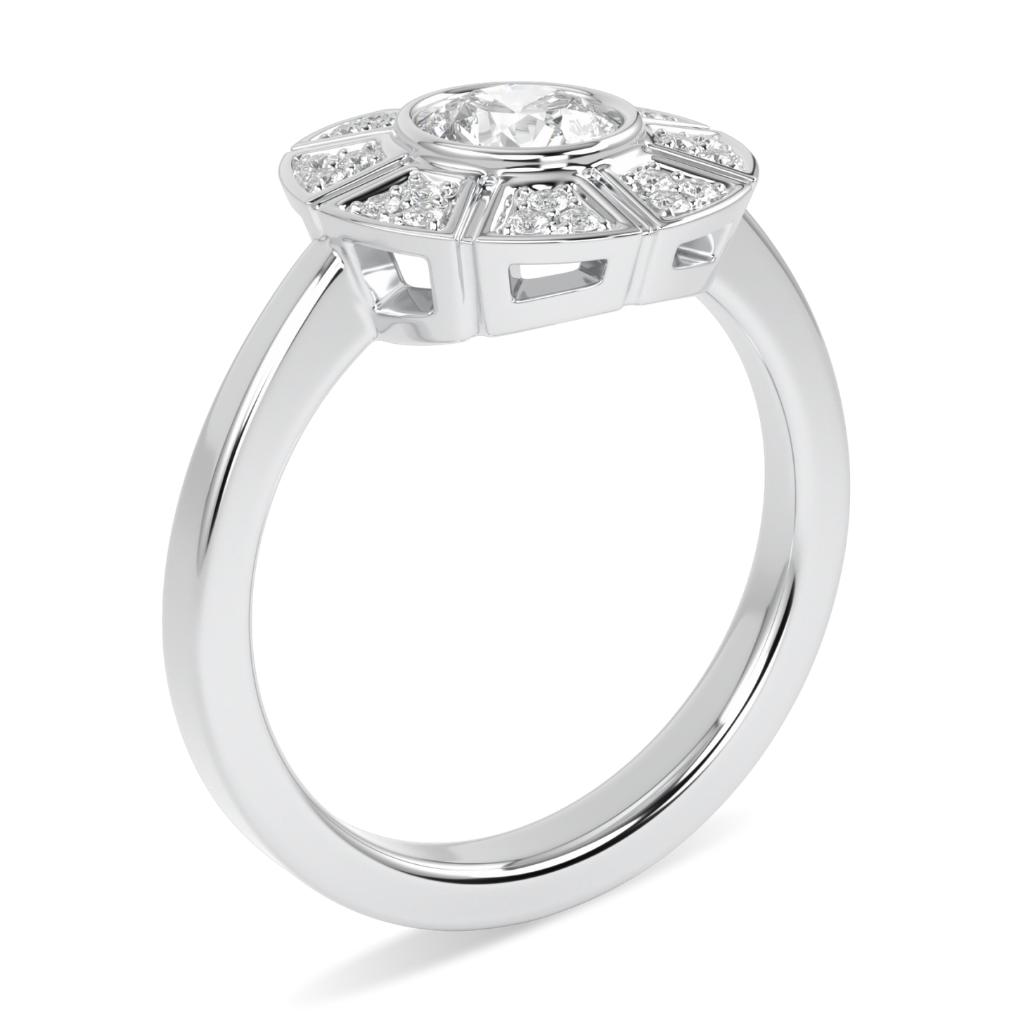 Cipher White Gold Diamond Geometric Halo Ring