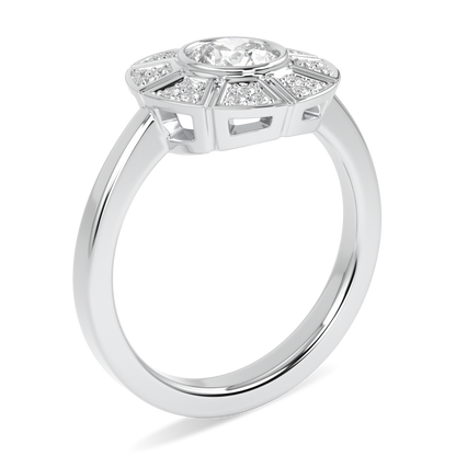 Cipher White Gold Diamond Geometric Halo Ring