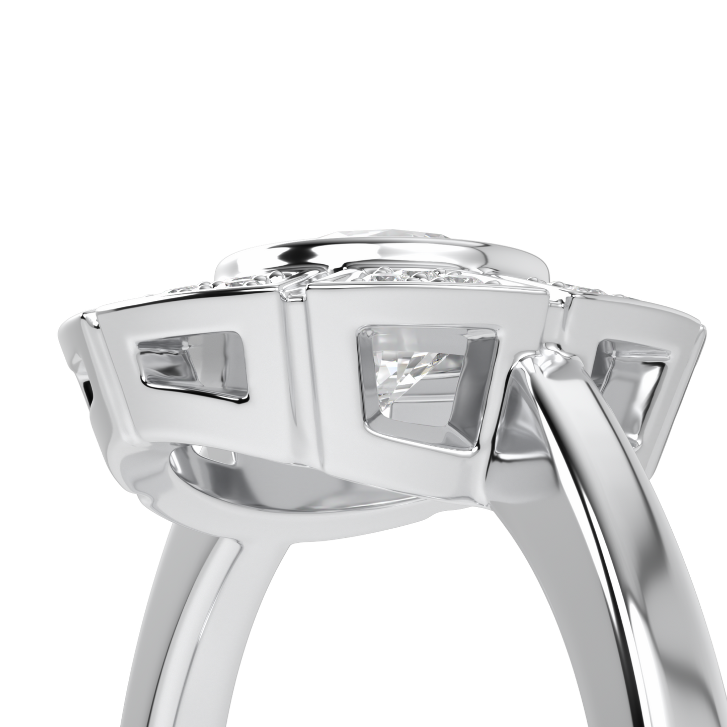 Cipher White Gold Diamond Geometric Halo Ring