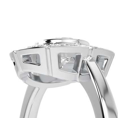 Cipher White Gold Diamond Geometric Halo Ring