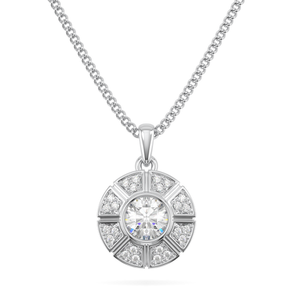 Cipher White Gold Diamond Geometric Halo Solitaire Pendant