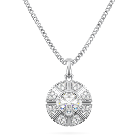 Cipher White Gold Diamond Geometric Halo Solitaire Pendant