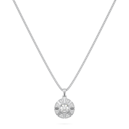 Cipher White Gold Diamond Geometric Halo Solitaire Pendant