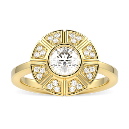 Cipher Yellow Gold Diamond Geometric Halo Ring