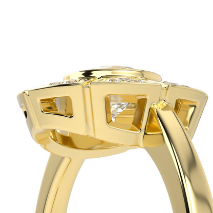 Cipher Yellow Gold Diamond Geometric Halo Ring