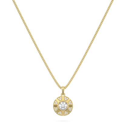 Cipher Yellow Gold Diamond Geometric Halo Solitaire Pendant