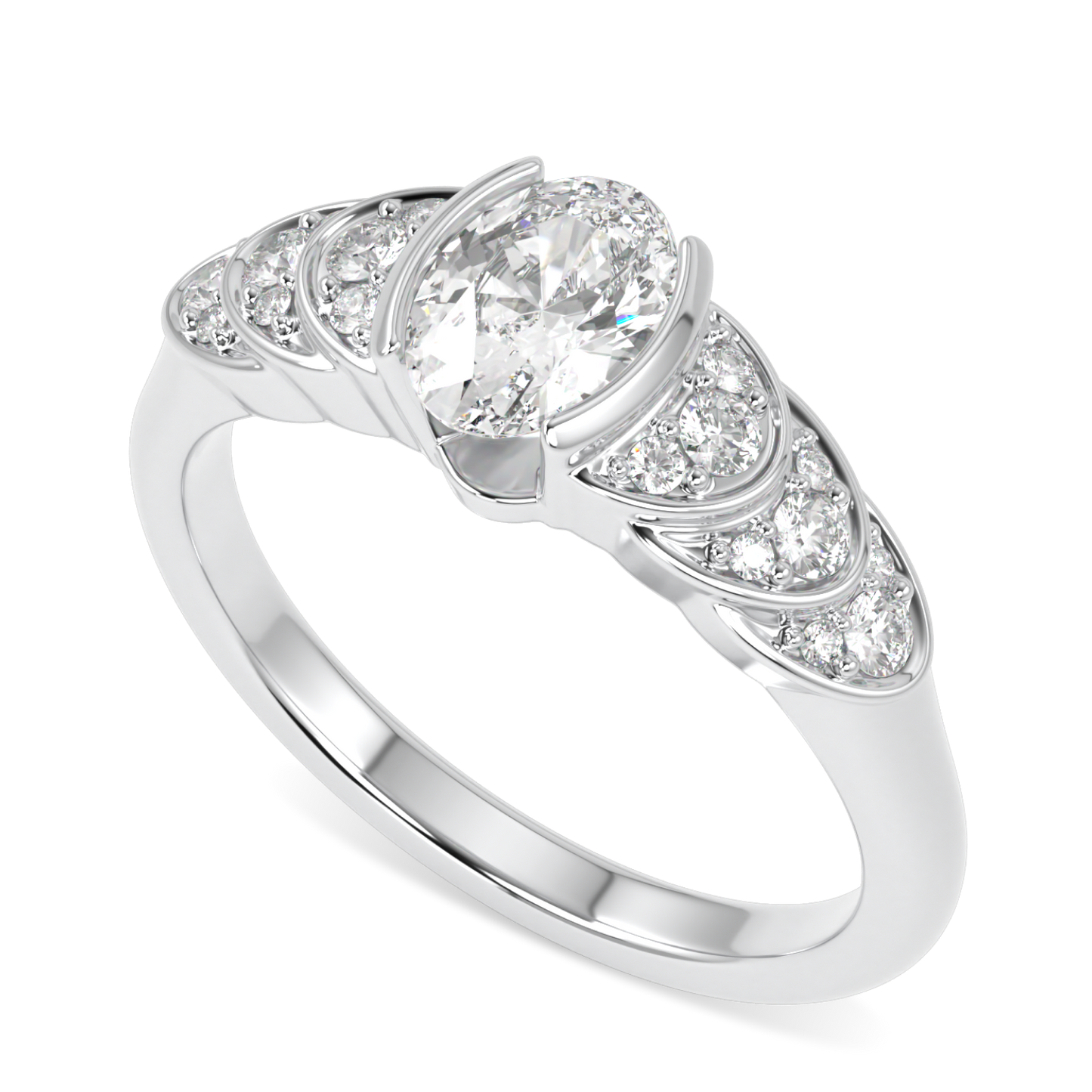 Cove Platinum Oval Cut Diamond Engagement Ring 0.50cts