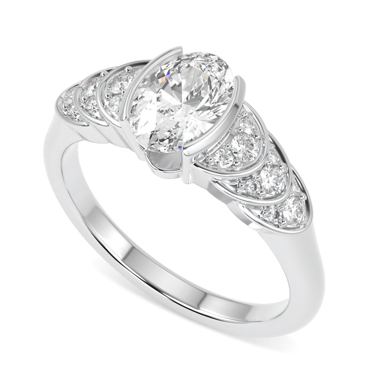 Cove Platinum Oval Cut Diamond Engagement Ring 0.70cts