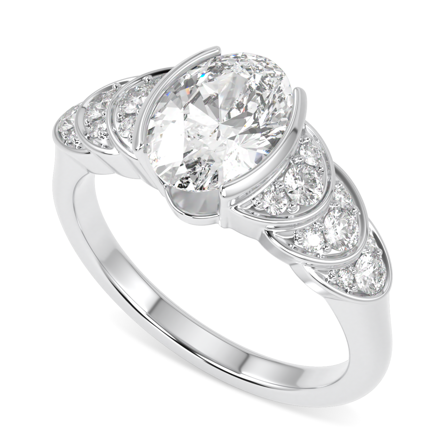 Cove Platinum Oval Cut Diamond Engagement Ring 1.00cts