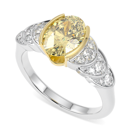 Cove Platinum Oval Cut Fancy Intense Yellow Diamond Engagement Ring 1.01cts