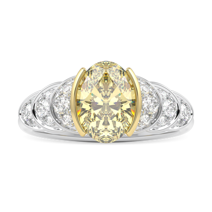 Cove Platinum Oval Cut Fancy Intense Yellow Diamond Engagement Ring 1.01cts