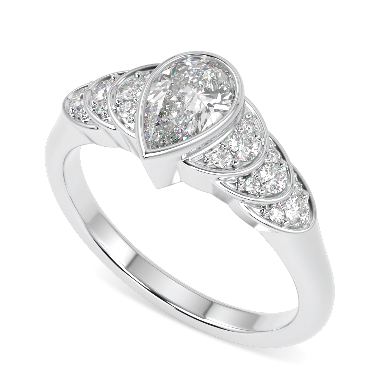 Cove Platinum Pear Shaped Diamond Engagement Ring 0.50cts