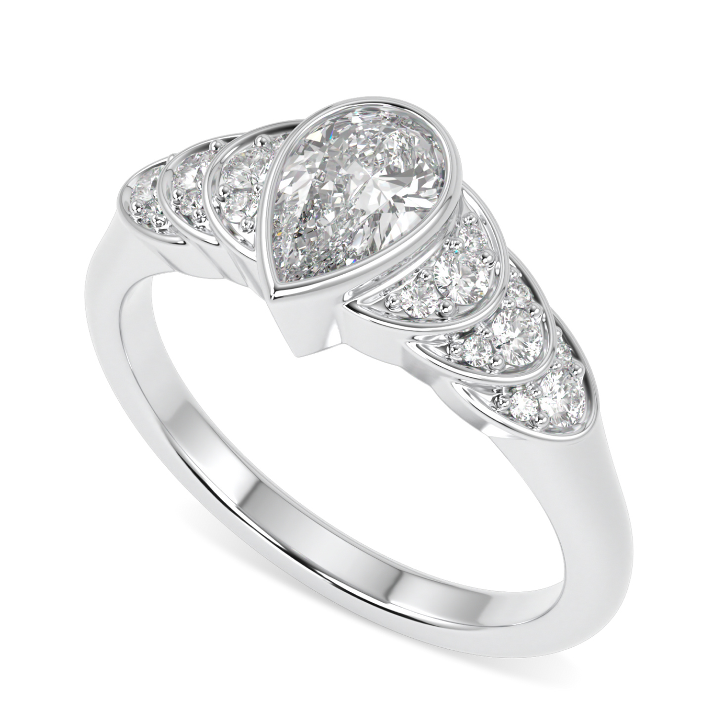 Cove Platinum Pear Shaped Diamond Engagement Ring 0.50cts