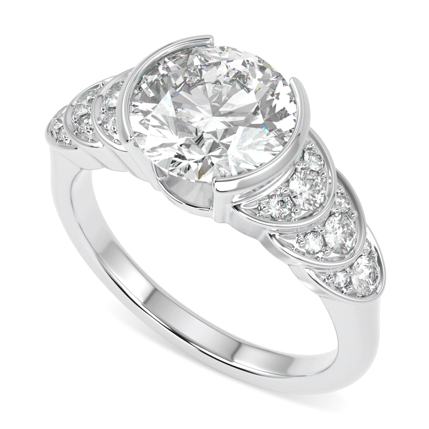 Cove Platinum Round Brilliant Cut Diamond Engagement Ring 2.00cts