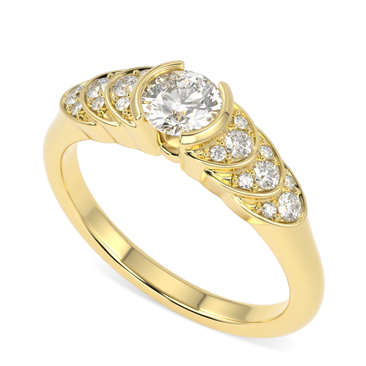 Cove Yellow Gold Round Brilliant Cut Diamond Engagement Ring 0.30cts